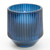 9.7Cm Ridged Glass Candle Blue Midnight Pomegranate Scent