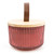 9Cm Ridged Glass Candle With Wooden Lid Red Pomegranate & Cassis Scent 