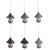 Hanging Decor Glass Mushroom 6Ast