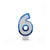 6 Blue Coloured Number Candle