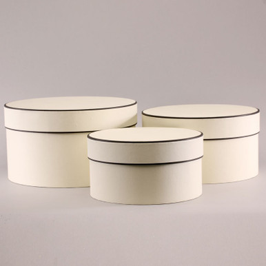Set of 2-Square Hat Boxes-Black W/Cream Trim (18) - CB Gold