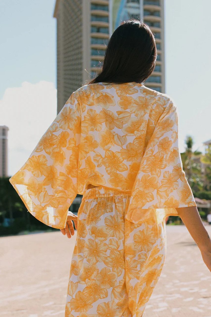 エルンスト【Le Kimono】 Front Tie Kimono Top - Yellow