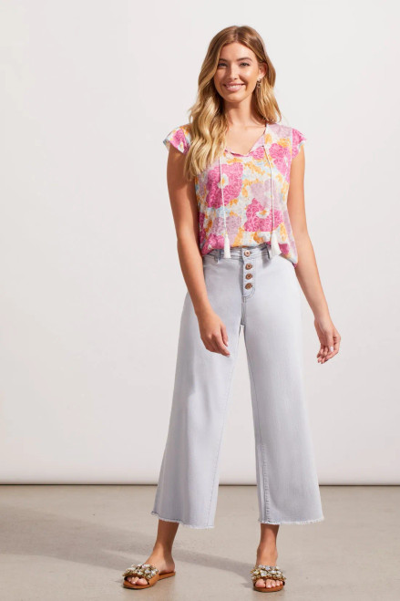 Lightwash wide leg exposed button jeans
