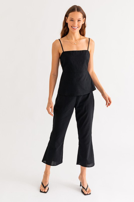 Black linen fit and flare pant