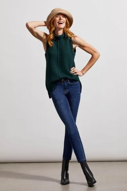 7864O Forest Green Sleeveless Sweater