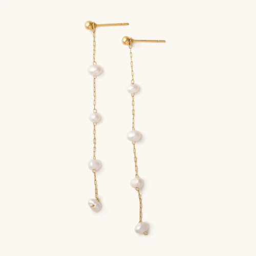 Dainty floating pearl drop earrings