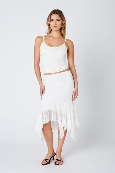 White lace asymmetrical hem