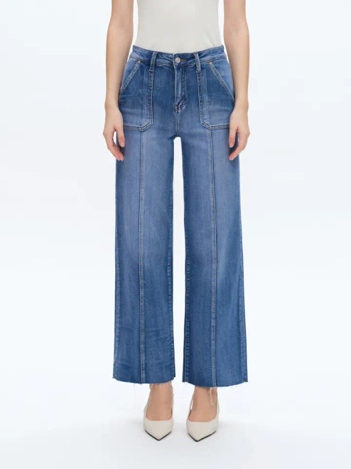 Relaxed straight leg jean with front patch pockets
