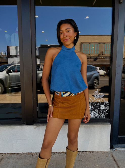 suede micro mini skirt with built in shorts