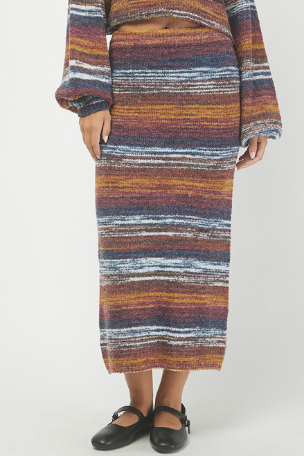 space dye boucle sweater midi skirt with matching sweater