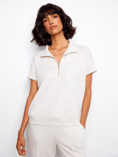 Light grey scuba knit top 