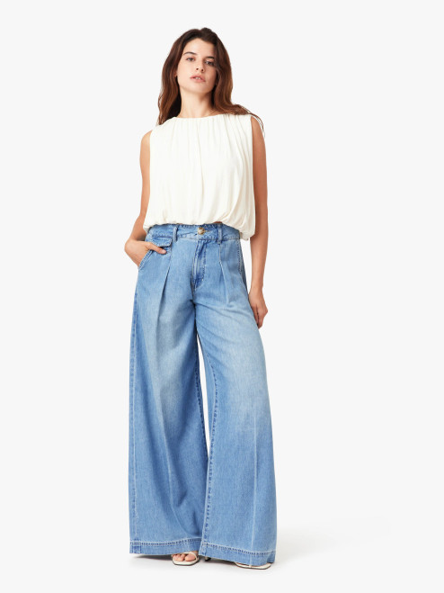 pleated denim trouser light weight