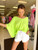 bright lime green kimono sleeve knit top