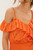 Orange asymmetrical ruffled romper