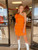 Orange ruffle one shoulder dress