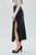 Black side slit stretch denim midi skirt