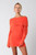 Fuzzy off the shoulder orange sweater dress