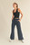 navy wide leg lounge pant with side slit