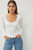 white knit long sleeve scoop neck top