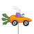 Easter bunny driving carrot car planter stake