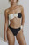 Black and ivory bandeau bikini with removable flower detail