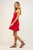 Strapless red eyelet dress