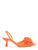  satin orange slingback kitten heel with rose detail