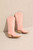 Pink cowgirl boot with stitching details