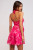 Hot pink halter dress with open back