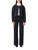 Black denim collarless jacket with gem details