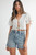 white linen self tie top with puff sleeves