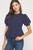 navy peplum short sleeve sweater top