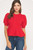 red peplum short sleeve sweater top