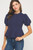 navy peplum short sleeve sweater top