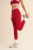 red legging with layered look at waistband