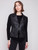 Black faux leather vintage style jacket with zipper details Black faux leather vintage style jacket with zipper details