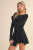 black long sleeve wrap front dress with built in shorts