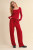 red soft knit jersey wide leg pant