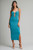 turquoise bodycon midi dress with cutouts