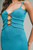 turquoise bodycon midi dress with cutouts