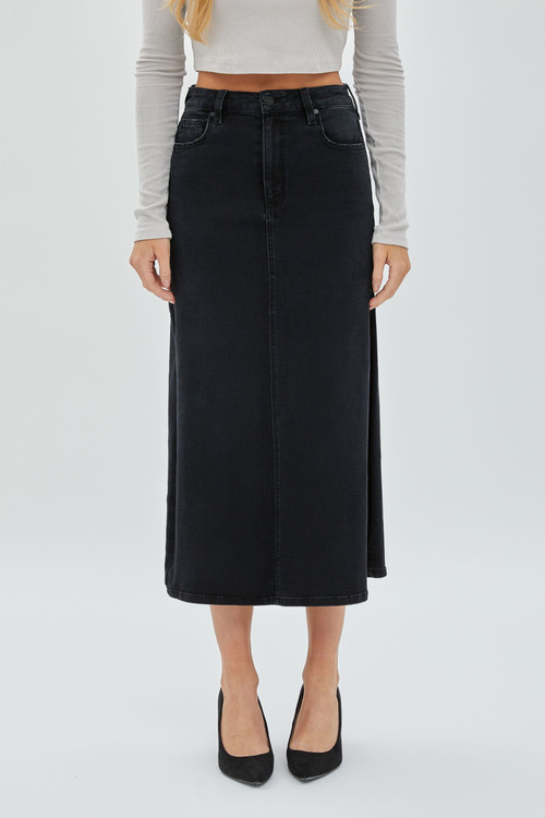 Fashion Nova Women's Size 11 w30 Black Denim A-Line Button Up Skirt | eBay