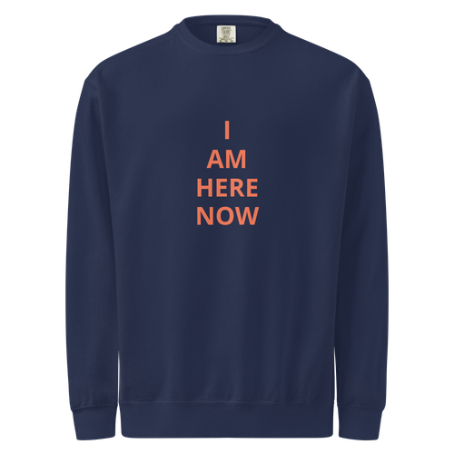 SWEATSHIRT-MENS-FLEECE-RELAXED-FIT-IMAGE-I-AM-HERE-NOW