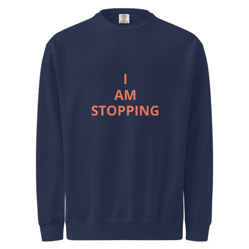 SWEATSHIRT-MENS-FLEECE-RELAXED-FIT-IMAGE-I-AM-STOPPING
