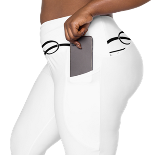 Women’s Crossover Leggings With Pockets (Left – Model Phone and Left Pocket Visible), Trendy and Lightweight Athletic Leggings for Workout, Yoga, Running, Walking, Hiking, Working. and many other activities that can be adapted to your lifestyle.