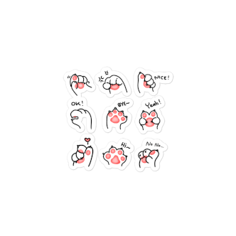Bubble Free Stickers 008. 3inx3in (7.5cmx7.5cm). High-quality vinyl ensures there are no bubbles when applying the stickers. High opacity film that’s impossible to see through. Graphic shows Cartoon, Cat Paw Sign Language. Great Gift for Family, Friends, Coworkers, and Others.