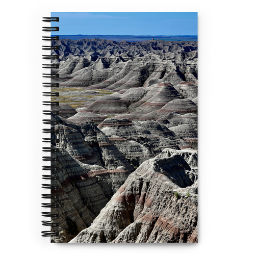 Spiral Notebook US National Parks Planner, Memories, Treasures 009, FRONT. Size: 5.50in x 11.50in (13cm x 21cm). Inspiring Image Design on Front, Textured Background, Text, and Fancy Divider Image on Back. Create memories, record them, organize them, and pass them on to generations as unique family history. Fun gift for Family, Friends, Coworkers, Self, and Others.