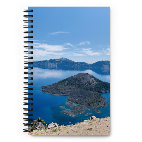 Spiral Notebook US National Parks Planner, Memories, Treasures 027, FRONT. Size: 5.50in x 11.50in (13cm x 21cm). Inspiring Image Design on Front, Textured Background, Text, and Fancy Divider Image on Back. Create memories, record them, organize them, and pass them on to generations as unique family history. Fun gift for Family, Friends, Coworkers, Self, and Others.