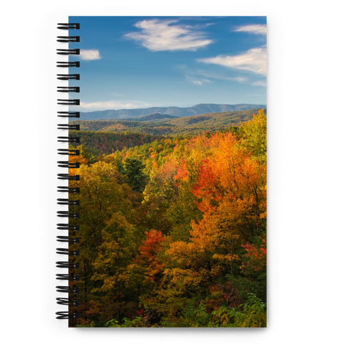Spiral Notebook US National Parks Planner, Memories, Treasures 038, FRONT. Size: 5.50in x 11.50in (13cm x 21cm). Inspiring Image Design on Front, Textured Background, Text, and Fancy Divider Image on Back. Create memories, record them, organize them, and pass them on to generations as unique family history. Fun gift for Family, Friends, Coworkers, Self, and Others.