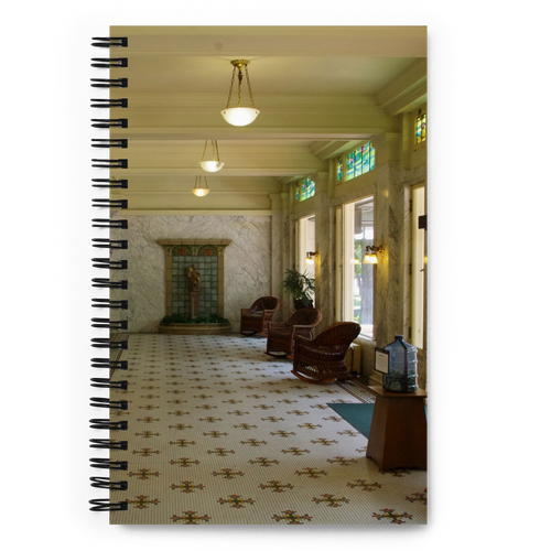 Spiral Notebook US National Parks Planner, Memories, Treasures 042, FRONT. Size: 5.50in x 11.50in (13cm x 21cm). Inspiring Image Design on Front, Textured Background, Text, and Fancy Divider Image on Back. Create memories, record them, organize them, and pass them on to generations as unique family history. Fun gift for Family, Friends, Coworkers, Self, and Others.