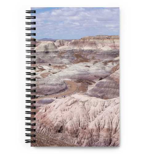 Spiral Notebook US National Parks Planner, Memories, Treasures 058, FRONT. Size: 5.50in x 11.50in (13cm x 21cm). Inspiring Image Design on Front, Textured Background, Text, and Fancy Divider Image on Back. Create memories, record them, organize them, and pass them on to generations as unique family history. Fun gift for Family, Friends, Coworkers, Self, and Others.